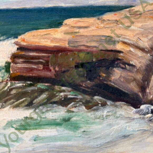 Mid-Century Original Acrylic Painting Crashing Waves BN Knoles - Picture 8 of 10